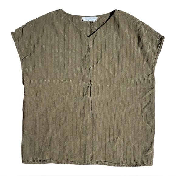 Everlane V Neck Blouse Top Ribbed Olive - Picture 1 of 4